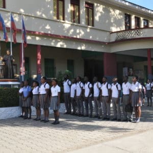Students preparing for the school day in Cap-Haitien