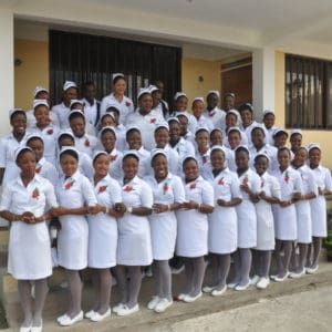 A graduating class from the school of nursing sciences in Fort-Liberte