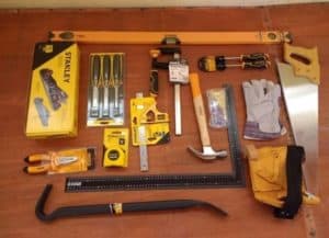 Kit d'outils de menuiserie donnée à l'obtention du diplôme.