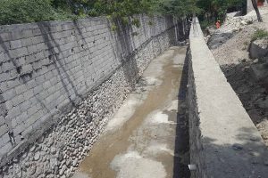 The new retaining wall at St. Paul Chapel